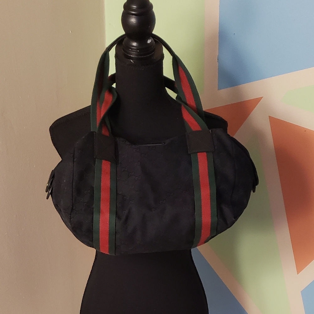 GUCCI Black Tote/Small Weekender Handbag
